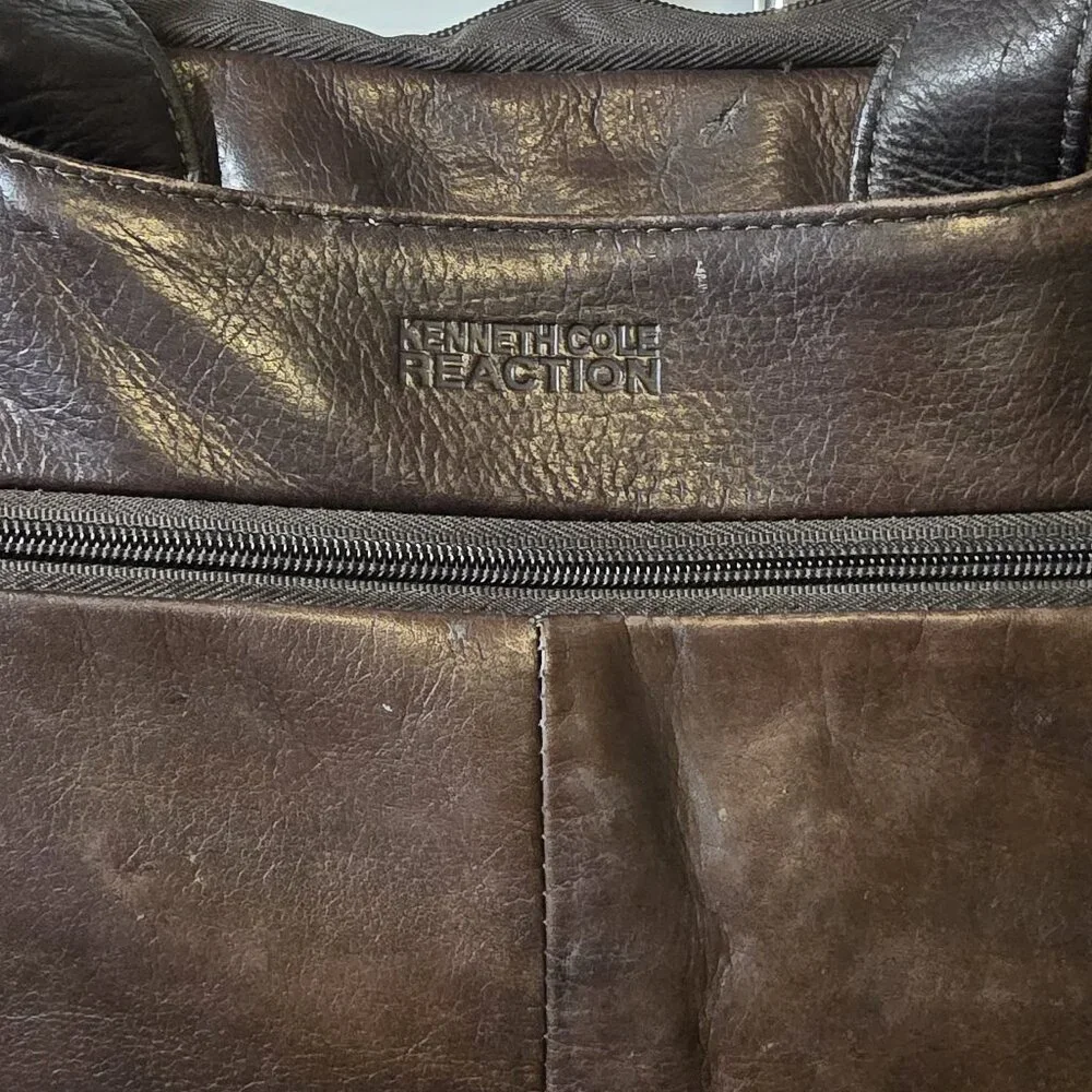 Kenneth Cole Reaction Brown Leather Laptop Briefcase | Model 529601  Brand